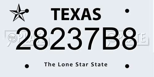 28237B8 Texas License Plate