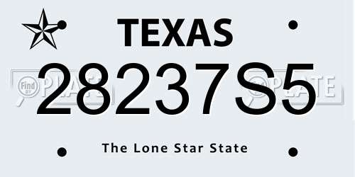 28237S5 Texas License Plate