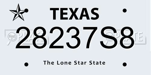 28237S8 Texas License Plate