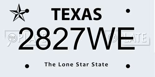 2827WE Texas License Plate