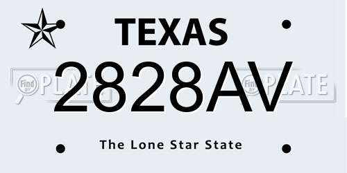 2828AV Texas License Plate