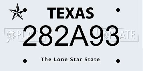 282A93 Texas License Plate