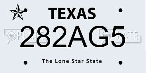 282AG5 Texas License Plate