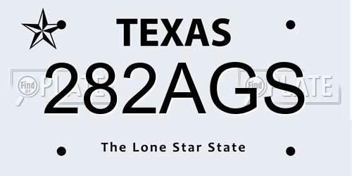 282AGS Texas License Plate