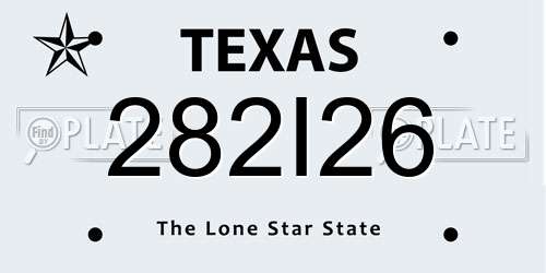 282I26 Texas License Plate