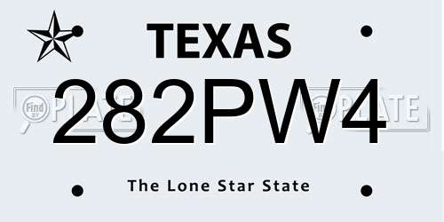 282PW4 Texas License Plate