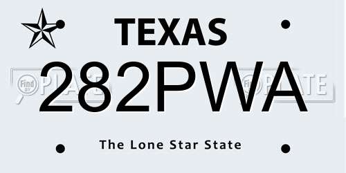282PWA Texas License Plate