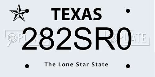 282SR0 Texas License Plate