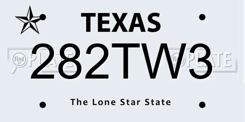 282TW3 Texas License Plate