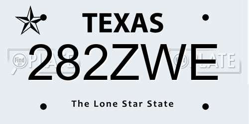 282ZWE Texas License Plate