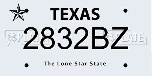 2832BZ Texas License Plate