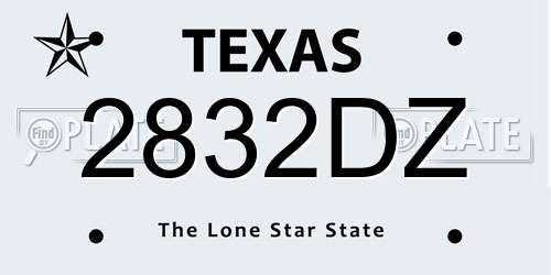 2832DZ Texas License Plate
