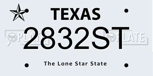 2832ST Texas License Plate