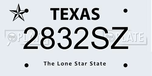 2832SZ Texas License Plate