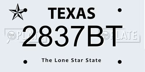 2837BT Texas License Plate