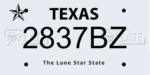 2837BZ Texas License Plate