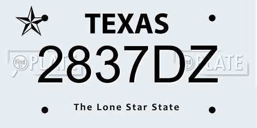 2837DZ Texas License Plate