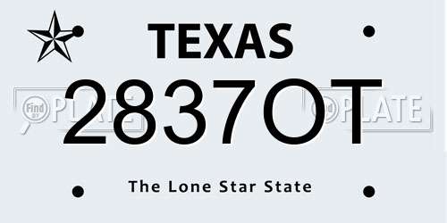 2837OT Texas License Plate