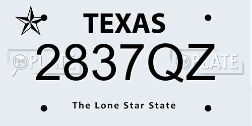 2837QZ Texas License Plate