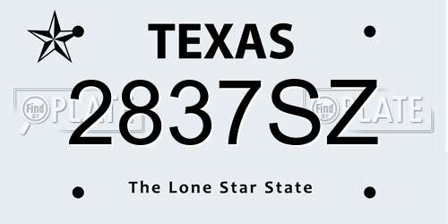 2837SZ Texas License Plate