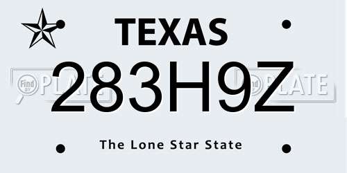 283H9Z Texas License Plate