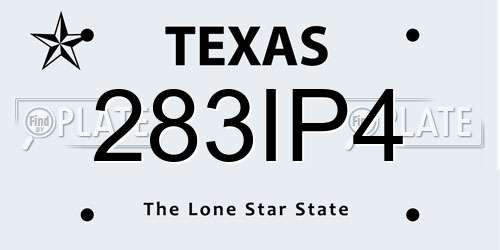 283IP4 Texas License Plate