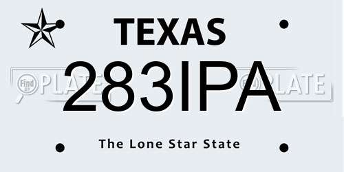 283IPA Texas License Plate