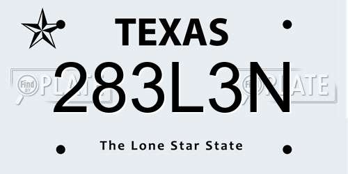 283L3N Texas License Plate