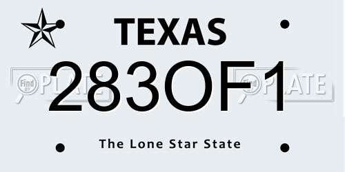 283OF1 Texas License Plate