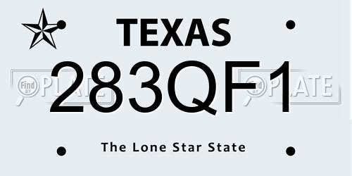 283QF1 Texas License Plate