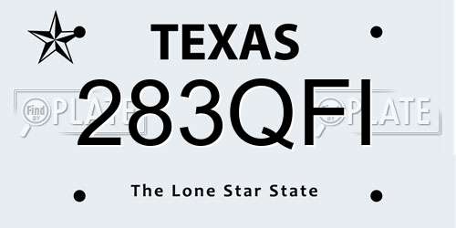 283QFI Texas License Plate