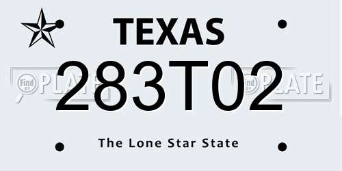 283T02 Texas License Plate