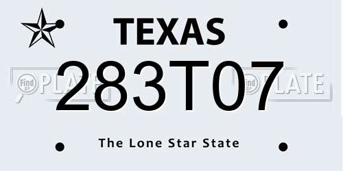 283T07 Texas License Plate
