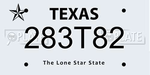 283T82 Texas License Plate