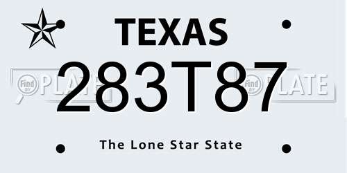 283T87 Texas License Plate
