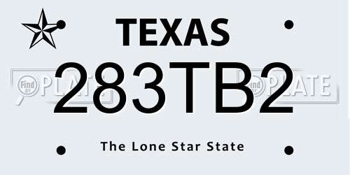 283TB2 Texas License Plate