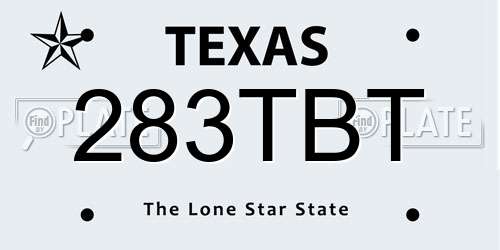 283TBT Texas License Plate