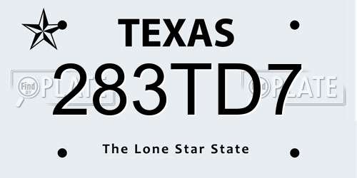 283TD7 Texas License Plate