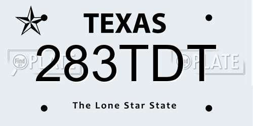 283TDT Texas License Plate