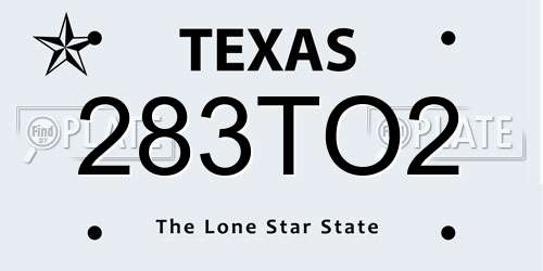 283TO2 Texas License Plate