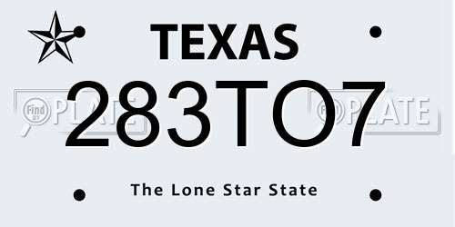 283TO7 Texas License Plate