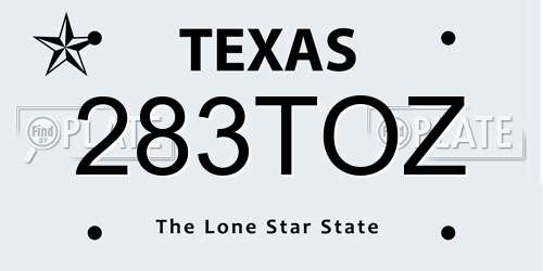 283TOZ Texas License Plate