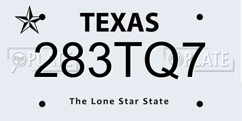 283TQ7 Texas License Plate