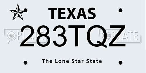 283TQZ Texas License Plate