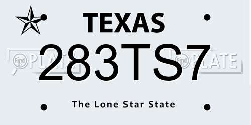 283TS7 Texas License Plate