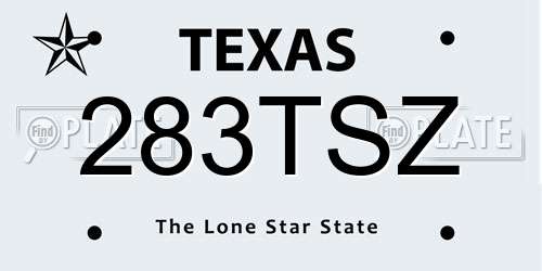 283TSZ Texas License Plate