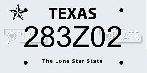283Z02 Texas License Plate
