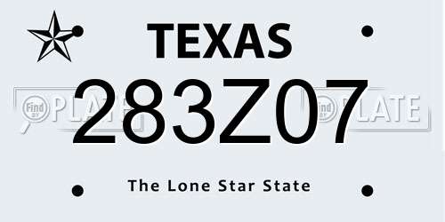 283Z07 Texas License Plate