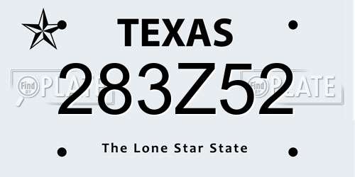 283Z52 Texas License Plate