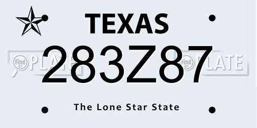 283Z87 Texas License Plate
